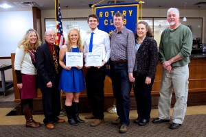 (l to r) Karen LaCure (Savannah’s mother), Rotarian Ed Soave, Savannah LaCure, Buren Andrews, Mr. and Mrs. Andrews (Buren’s parents), and Hudson Rotary Club President Greg Parker. (Photo/submitted)