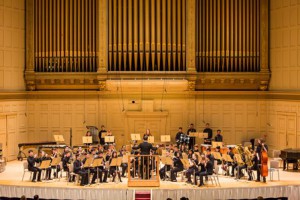 The Algonquin Regional High School Symphonic Band performing at Boston’s Symphony Hall. (Photo/Jeff Slovin)