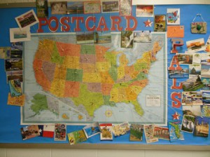 The color-coded map of the United States created by Neary School fourth-graders. (Photos/Nance Ebert)