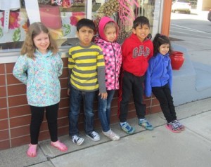 A few of Miss Tanya’s preschool students on their tour through the center of Westborough March 31 Photo/Valerie Franchi 