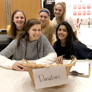 Genesis Club members (front) Alexa Vassilakis ’20 (l) and Sanvi Sibbadi ’21 and (back, l to r): Nikki Levine ’21, Becky Plunkett ’19, Madison Bromm ’20. Photo/submitted