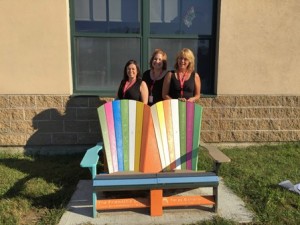 (l to r) Farley Elementary Assistant Principal Rachel Scanlon, Hudson Public Schools Superintendent Dr. Jodi L. Fortuna, and Farley School Principal Melissa A. Provost with the newly installed Friendship Bench.