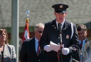 Shrewsbury resident, Worcester firefighter and U.S. Marine Corps veteran Seamus Shanley gives a very inspirational memorable address, including the words from Johhny Cash's "Ragged Old Flag."