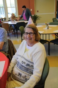 Audrey Sullivan, 82, wears a birthday hat in honor of her September birthday.