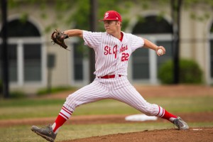 St. John’s pitcher Jared Wetherbee throws a pitch in a game against Algonquin.