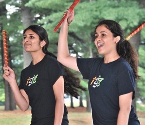 Offering a Bollywood dance lesson from the Indian Youth Group (IYG) are Shrewsbury residents Bhoomi Patel, 16, treasurer, and Amee Desai, 17, president. IYG is an organization of the India Society of Worcester.