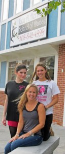 Dance instructor Angelique Bernier (left), Marissa Tenore and owner Judy Hermans Tenore (seated) outside their Shrewsbury School of Dance. (Photo/Joyce DeWallace)