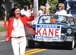 State Rep. Hannah Kane, R-Shrewsbury, waves to parade spectators.