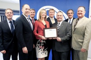 Officials from St. Mary's Credit Union accepts an award from the U.S. Small Business Administration for being named as SBA Lender of the Quarter.  Photo/submitted 
