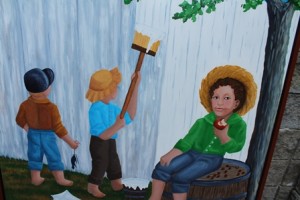 Mural of the well-known whitewashing scene by Mary Dunn