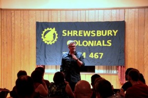 Comedian James Dorsey performs at the Shrewsbury High School's Robotics Team fundraiser Oct. 5. (Photo/Heidi Hayes-Pandey)