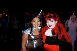 Sixth-graders Syra Pandey and Audrey Gaines in costume.
