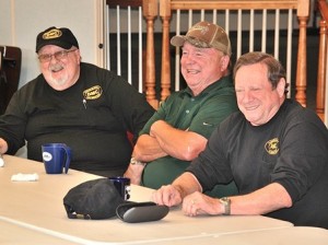 Sharing a laugh during a Dull Men's Club meeting at the Southborough Senior Center are (l to r) Frank Small, Leo Buck and Ernie Richard. (Photos/Ed Karvoski Jr.)