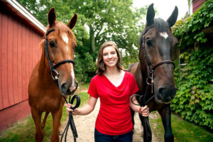 : Caroline Johnson with her horses, George (l) and Morris Photos/submitted
