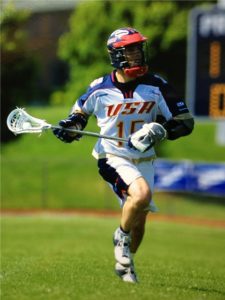 Randy Fraser playing for Team USA lacrosse. 