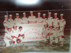 The Marlborough Men’s Softball League’s 1977 travelling team: (front, l to r) Paul Busa, Albie Risotti, Bob Kayes, Kevin Carter, Glen "Whit" Whittemore, Andy Dallamora, (back l to r) Bob Gorman, Byron Reynolds, Steve Row, Mike Wellen, Ed Walsh, Robbie Wellen, Charlie Jaworek, Len Bizzarro, Don Boule and Mitch Gott. (Photo/submitted)
