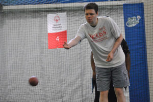 A competitor throws a bocce ball. Photos/Dakota Antelman