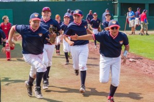 The Northboro Knights celebrate a win at Cooperstown Dreams Park.