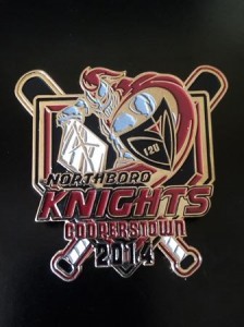 The Northboro Knights commemorative trading pin the team brought to Cooperstown. (Photos/Jeff Slovin)