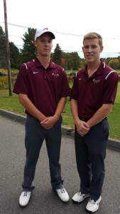 Algonquin Regional High School varsity golf co-captains Connor Henderson (left) and Matt Budz. (Photo/John Orrell)