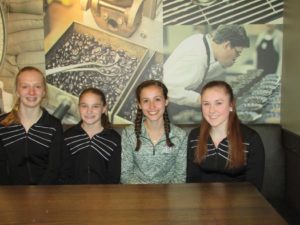 Gymnasts Lizzie Meschisen, Madison Bromm, Sophia Harper and Mary Faletra will compete at the Xcel Regional Championships May 21-22. (Photo/submitted)