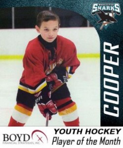 Cooper Lacina was selected as the Worcester Sharks Player of the Month for December.  Photo/submitted  