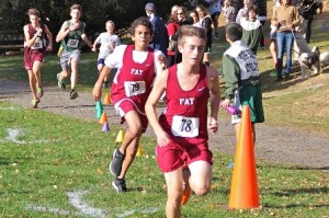 Co-captain Jack Thalmann (#78) and John Walker (#79) approaching the finish line at the Larz Anderson Championship. (Photo/submitted)