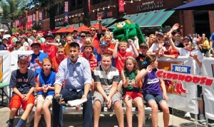 Shrewsbury Little Leaguers are part of the audience at the new NESN Clubhouse show at Fenway Park. Photo/submitted   