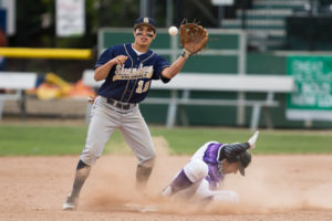 Shrewsbury second baseman Chris Wright receives the throw as St. Peter Marian’s Christian Walsh slides into second.