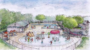 Illustration of Boroughs Family Branch YMCA outdoor aquatics center 