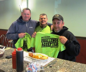 John Willad (left) and Mike Temple (r )  receive a free breakfast at Christina’s Café thanks to Kaiser and Central One.  