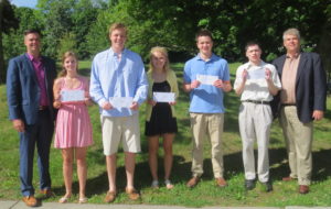 The 2016 Civic Club Scholarship recipients: (l to r) Adam Boyce (past president), Erin Doyle, David Beliveau, Sara Anderson, Gregory Cervenak, Mark Goldman and Gene McMahon (vice president). Not pictured Sabira Shuaybi.  Phhotos/Submitted