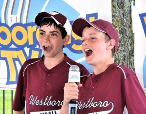 Westborough Little League players Will Schiffman and Chris Martin, both 12, tell Westborough TV viewers that they love their hometown.