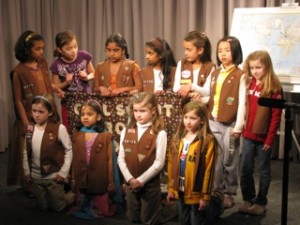 Westborough Brownie Troop tours cable TV station