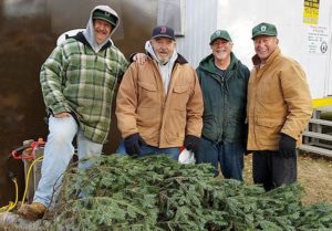 (l to r) Bill Strohsnitter, Joe Watts, Walter Leslie and Ron Slingerland at the Civic Club’s Christmas tree sale. Photo/submitted