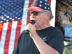 The Reminisants lead singer Mike Royal performs on the Bay State Green bandstand. Photos/Ed Karvoski Jr.