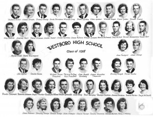 A collage of the Westborough High School class of 1958 senior portraits 