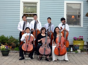 (l to r, front) - Thomas Zhang (Mill Pond School, grade 6); Instructor Maryan Pietropaolo; and Michelle Li (Westborough High School, freshman);  (l to r, back) - Max Polich (Westborough High School, sophomore); Kevin Lai (Westborough High School, senior); Michael Barbini (Westborough High School, freshman);  and Derin Iscan (Fay School, grade 7)  Photo/Submitted