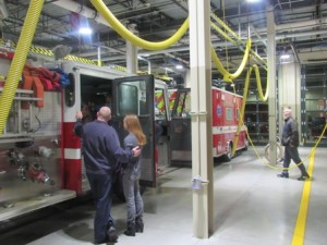 Residents tour the fire station. 