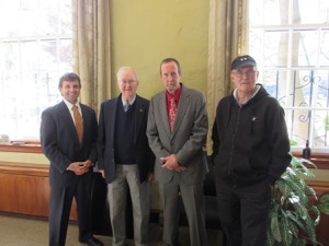 (l to r) Brent French, chair, Westborough Veterans Advisory Board, Grand Marshals Ruano Andrew Lampi and his son Martin Andrew Lampi, and Ken Ferrera, veterans’ services officer, Central Massachusetts Veterans Service District. (Photo/submitted)