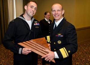 Aviation Electrician’s Mate 1st Class Ian Macgregor and Rear Adm. J.R. Haley Photos/submitted 