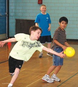 Playing dodgeball in Shrewsbury