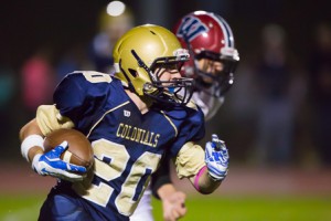 Shrewsbury’s Jake Alicandro carries the ball in a game against Westborough.