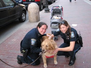 Cassie with two of Boston's first responders. 